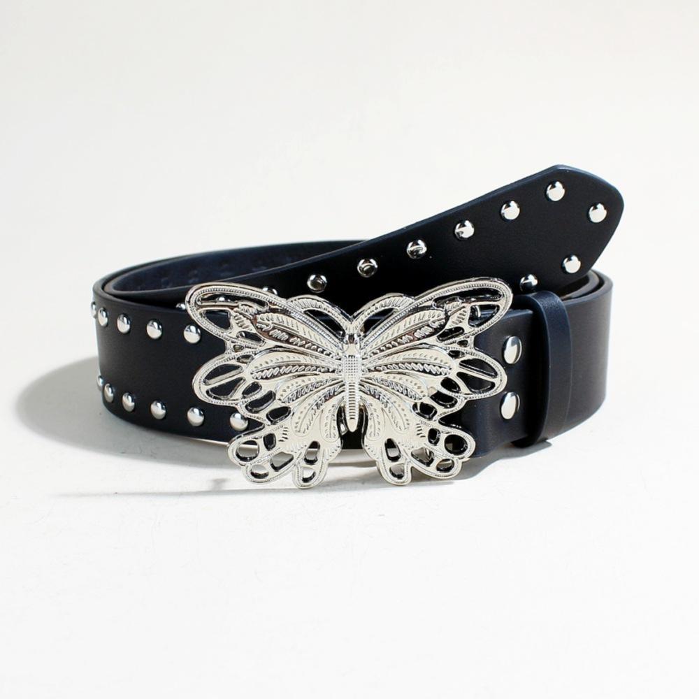 

Willow Spike Punk Style Wide Belt Personalized Women S Jeans Universal Butterfly Belt 108cm long