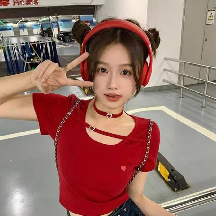 Aesthetic Heart Collar Chain Necklace Velvets Choker Soft Velvets Heart Choker