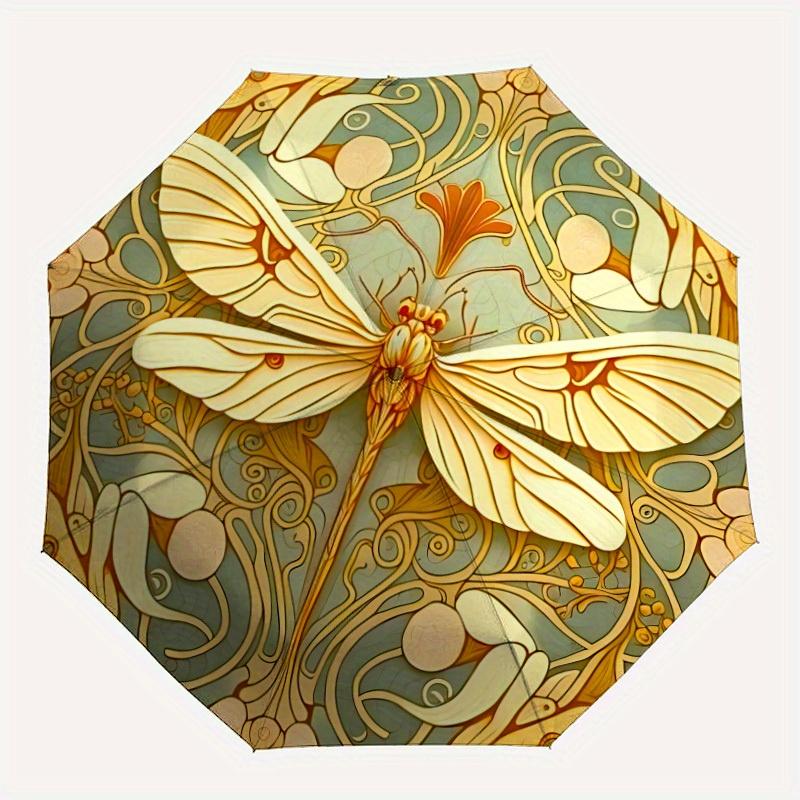 

1pc Butterfly Art Nouveau Automatic Open/Close Umbrella with Windproof, Functional Design, 8-Rib Sturdy Canopy