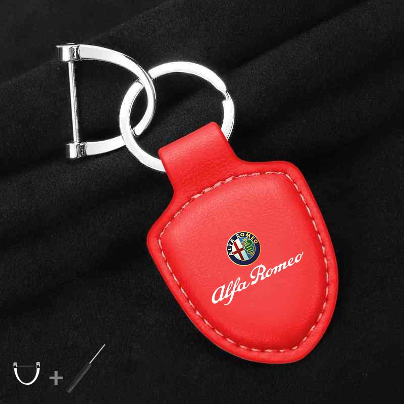 For Alfa Romeo 159 156 147 Mito Giulia Giulietta Tonale Accessoriess Car Shield Leather Keychain Key Ring Pendant Holder Gift