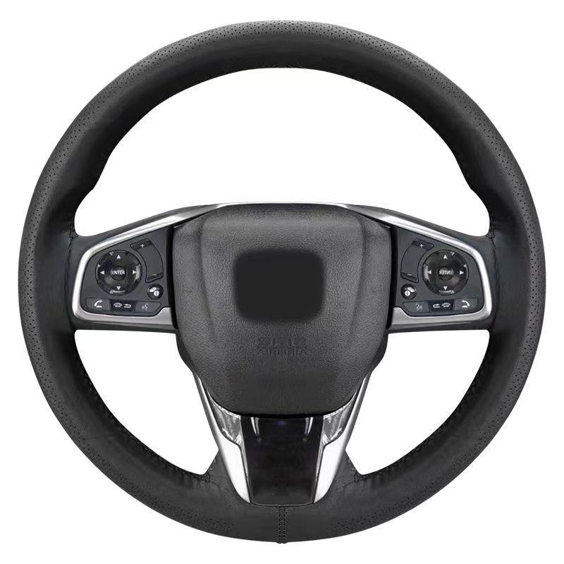 Echt Leer Lamsvel Handgestikt Stuurwielhoes - Ultradun, Zacht, Antislip, Slijtvast, Universeel voor Alle Seizoenen