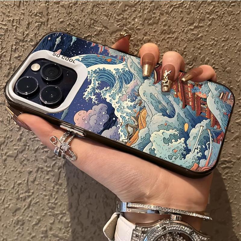 Ukiyo-e Ocean Waves Creative Phone Case For iPhone 17 Air 16 e 15 14 13 12 11 Pro Max Plus Mini SE 2020 2022 Back Cover Fundas