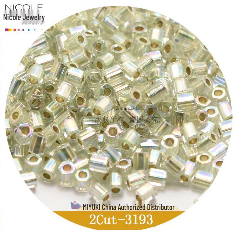 Perline Seed MIYUKI Taglio 2 Facettate 11/0, 14 Colori Placcati Argento, Confezione da 10g.