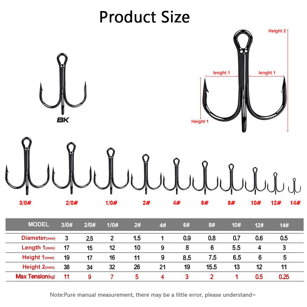 100PCS/box Carp Fishing Treble Hooks 12#-3/0# Optional High Carbon Steel Barbed Hook Set Super Sharp for Lure Accessories Tackle 260319
