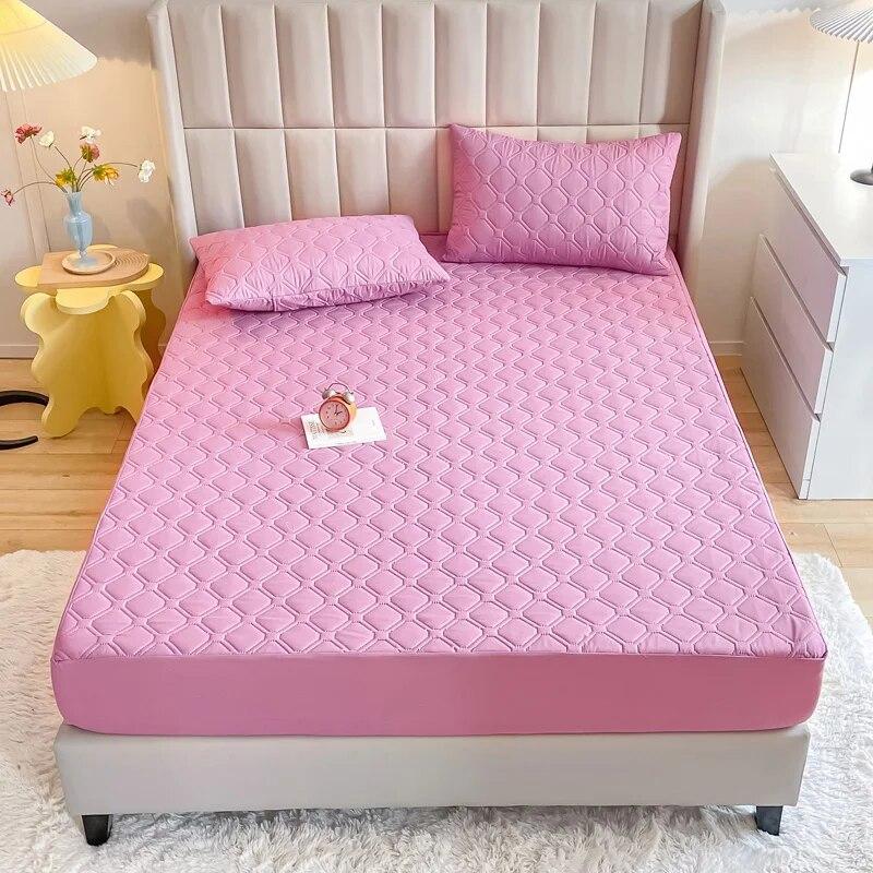 Drap-housse matelassé imperméable, respirant, silencieux, épais, prévention des taches, couvre-lit à carreaux, couvre-lit antidérapant