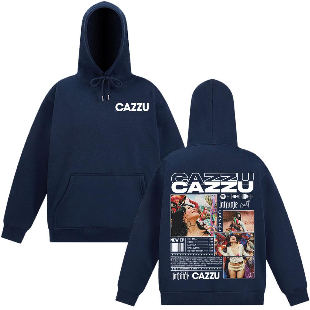 Singer Cazzu Tour 2025 Double-sided Print Hoodies Men's Women Hip-hop Sweatshirt Long-sleeved Casual Thick Aesthetic Sportswear