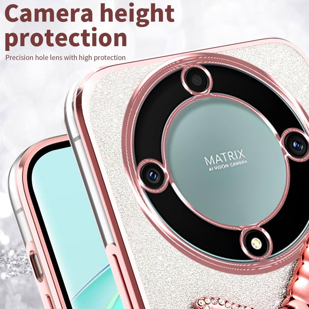 KADEM Case For Honor X40 5G/X9a 5G/Magic5 Lite 5G Dragonfly Kickstand TPU Flowers Glitter Phone Cover