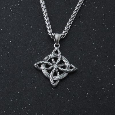 Retro Fashion Witch Knot Pendant Necklace Witches Protection Knot Necklace Pendant Knot Pendant Punk Necklace Stainless Steel Hollow Charm
