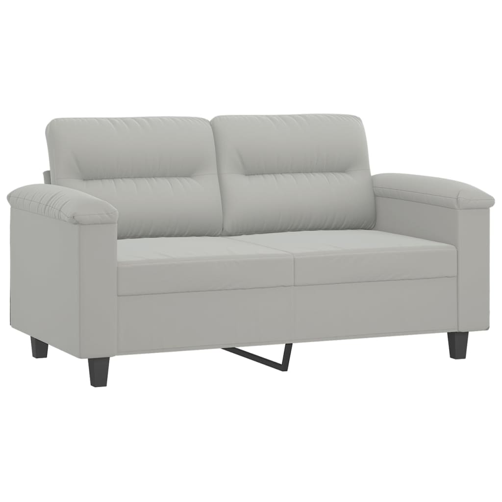 Vidaxl 2-Osobowa Sofa Z Poduszkami, Jasnoszara, 120 Cm, Mikrofibra