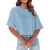 Women's Loose Short T-shirt Round Neck Crop Top Elegant Casual Summer Fashion Solid Color Basic Tshirt Basic O Neck Simple Shirts