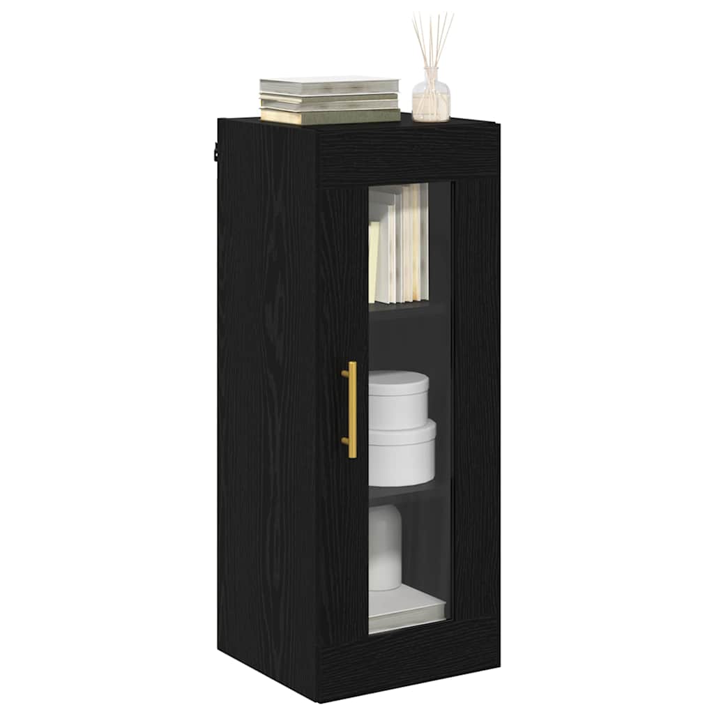 Wall Mounted Cabinet in Black Oak Look 34.5 x 34 x 90 cm