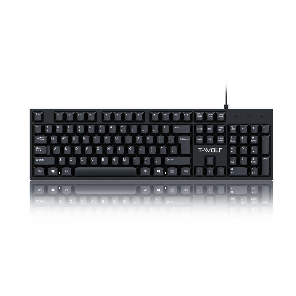 Teclado USB con Cable T-WOLF T15 para Oficina, Portátil y Escritorio