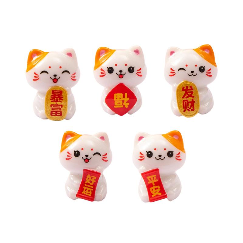 Mikro-Landschaft Niedliche Maneki Neko Figuren, Heim-Desktop-Auto-Figuren, Kunstharz-Handarbeiten, Dekorative kleine Figuren