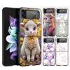 Harte PC-Handyhülle Für Samsung Galaxy Z Flip 7 6 5 4 Schwarze Hülle Für Galaxy Z Flip 3 Faltbare Capas Niedliches Lamm Engel Schaf