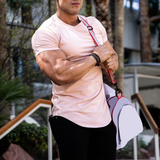 Męska Koszulka Top Okrągły Dekolt Krótki Rękaw Jednolity Kolor Design Miękka Oddychająca Regularny Krój Casualowa Sportowa Koszulka do Fitnessu do Codziennego Noszenia