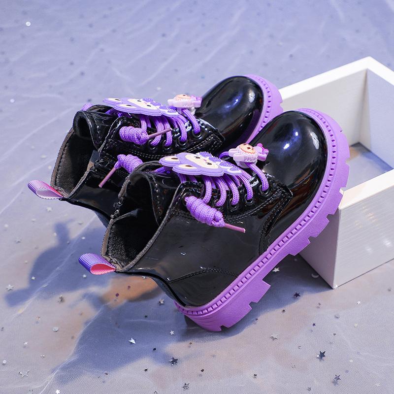 

Girls Cartoon Martin Boots Fashion Short Boots for Big Kids Prinss Leather Boots size 36 фіолетовий