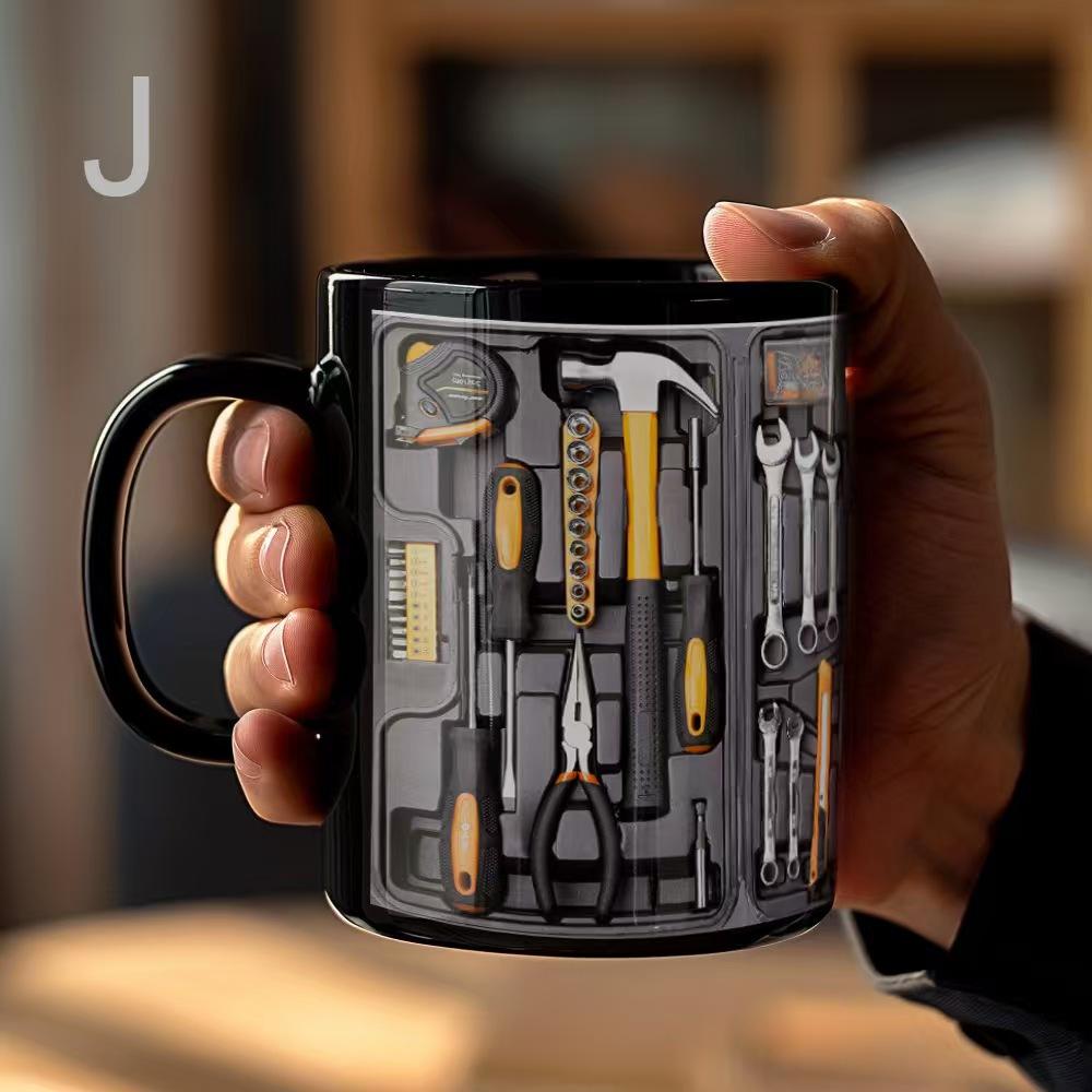 Black Tool Box Mug Men Creative Mug Mechanic Ceramic Mug Diagram Coffee Cup