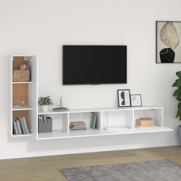 VidaXL Ensemble de meubles TV 3 pcs Blanc Bois d'ingénierie 3114318