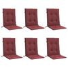 Low Backrest Chair Cushions 6 Pcs. Melange Wine Red 100x50x4 Cm Fabric