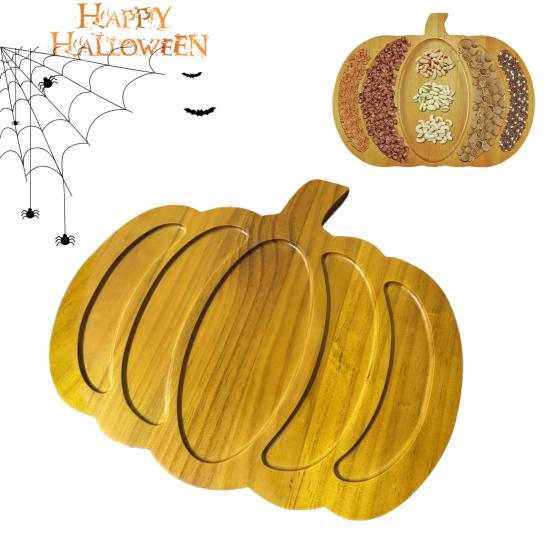 Pumpkin Charcuterie Board Wooden Pumpkin Dish Platter Fall Harvest Thanksgiving Serving Tray for Snacks Fruits Meat Cheese