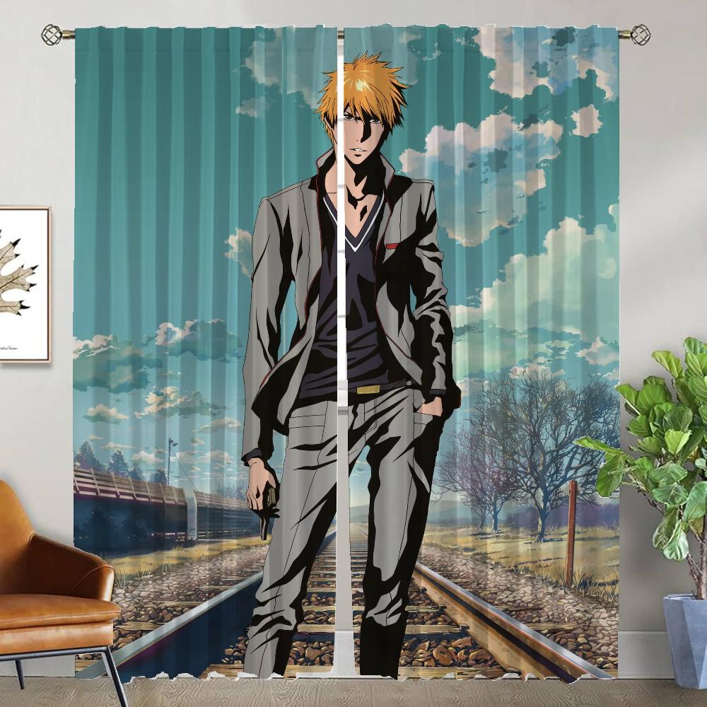 BLEACH Gardiner för Sovrum Fönstergardin för Rum 2 Paneler Halloween Dekoration Heminredning Gardiner Avskärmning Rullgardiner Vardagsrum