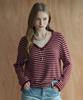 MAXZA Layered Color Block Stripe V-Neck Knit