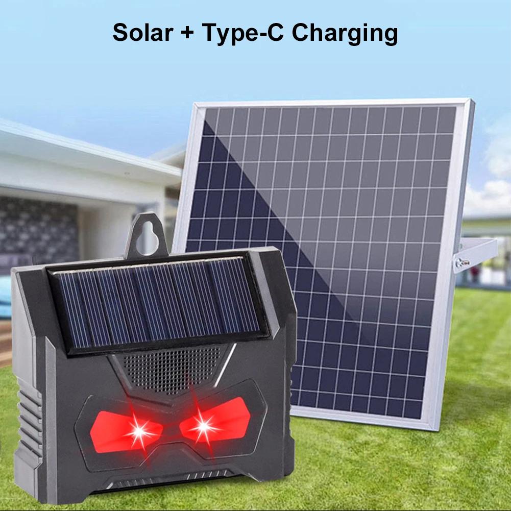 Solcellsdriven Ultraljudsdjursskrämmare Hjortavskräckare med LED-blinkande Ljus Hjort Hund Ekorre Skunk Katt Avskräckare