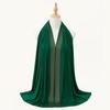 Long Smooth Silk Headscarf Sunscreen Thin Large Shawl Rhinestone Chiffon Hijab Scarf  For Gift