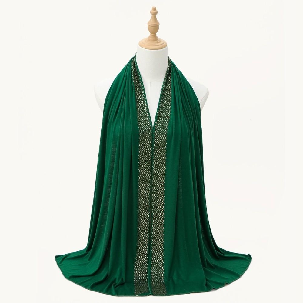 Long Smooth Silk Headscarf Sunscreen Thin Large Shawl Rhinestone Chiffon Hijab Scarf  For Gift