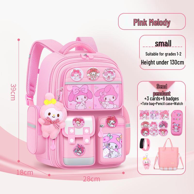 Kuromi Lightweight Large Capacity Schoolbag for 6th Grade Girls - Spine Protecting Double Shoulder Design