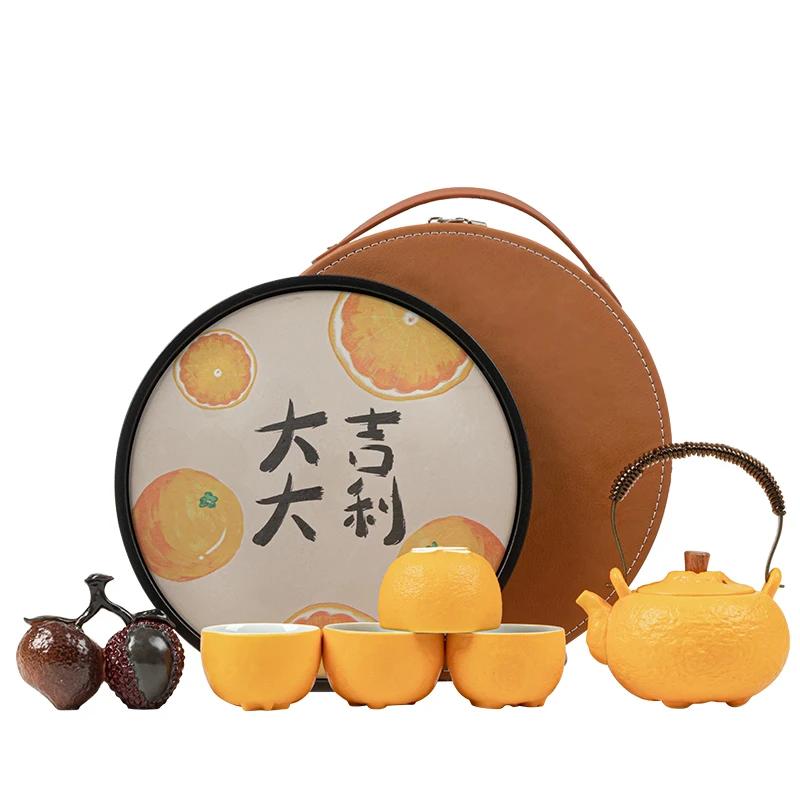 Travel Tea Set Outdoor Portable Storage Kung Fu Teacup Teapot Set with Storage Bag Creative Ceramic Teaware Set Birthday Gifts