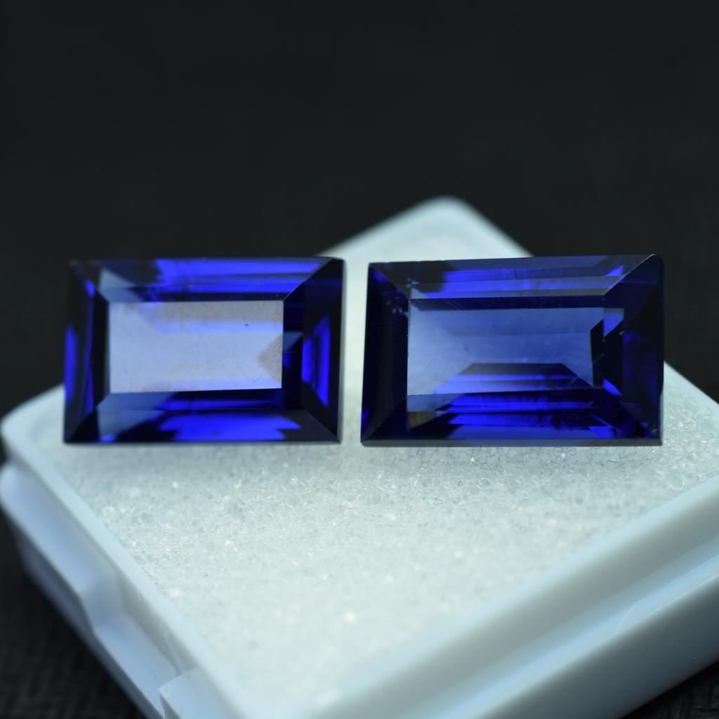 20 Ct Natural Making Jewelry Blue Sapphire Emerald Cut Certified Loose Gemstones