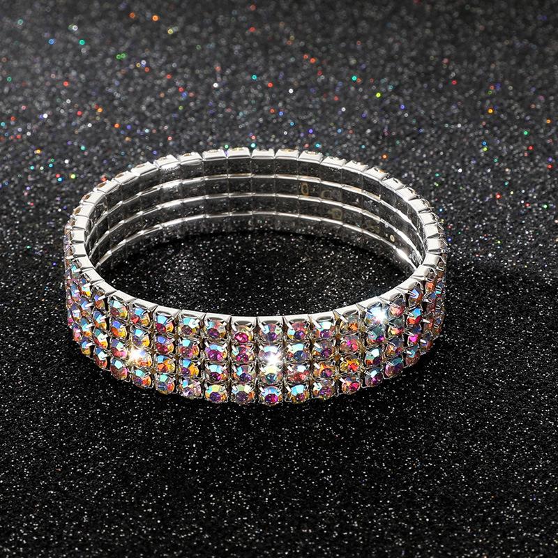 Crystal bracelet full diamond single row elastic bracelet bridal versatile rhinestone bracelet claw chain diamond bracelet women