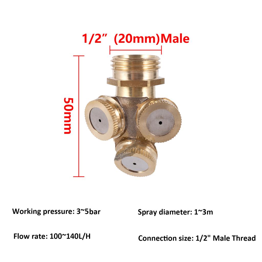 Brass Atomizing Sprayer 1/2/3/4 Nozzle Head Garden Lawn Watering Pesticide Spray Sprinkler Cooling System Agriculture Irrigation