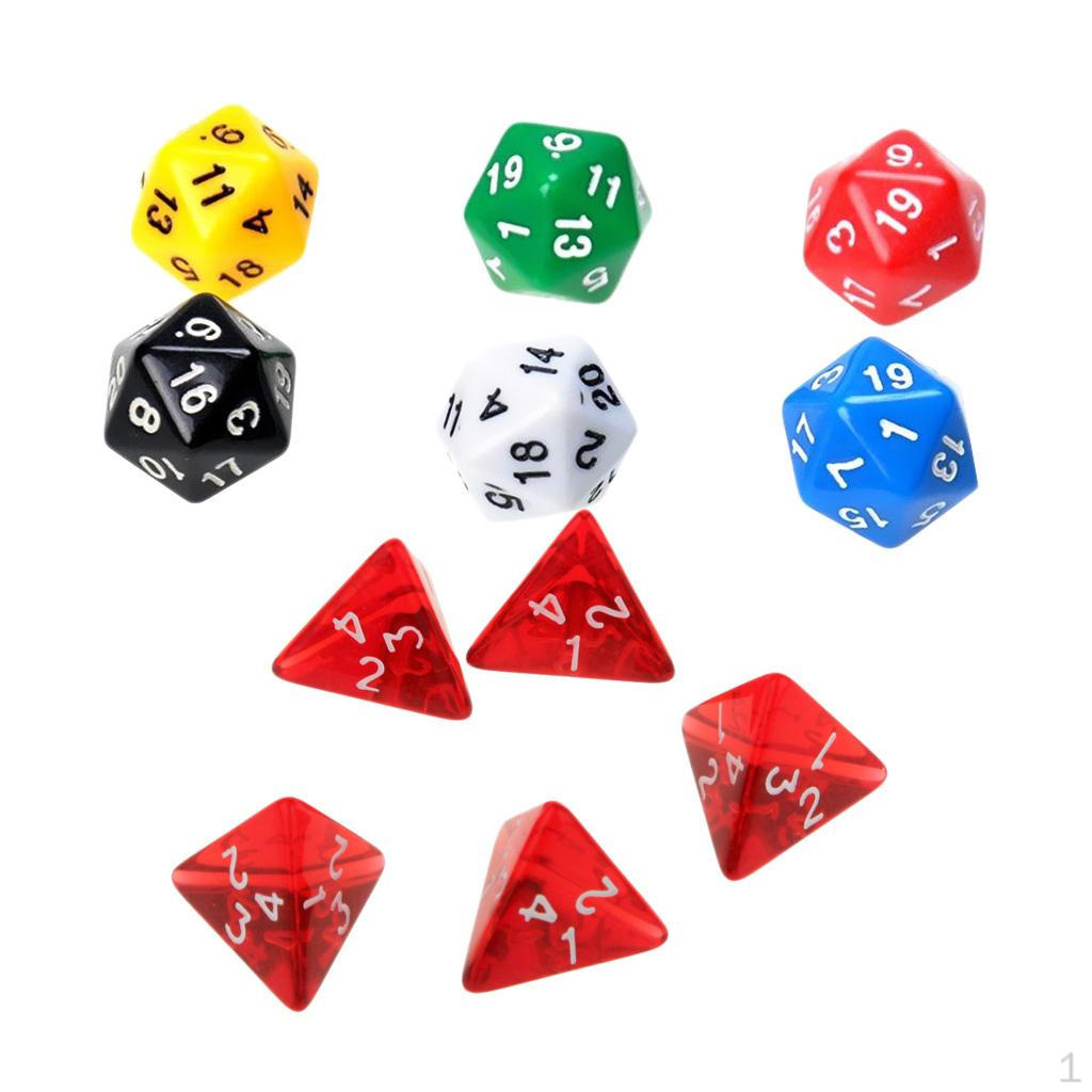 10Pcs Gaming Twenty Sided Die For RPG D& Opaque Colors