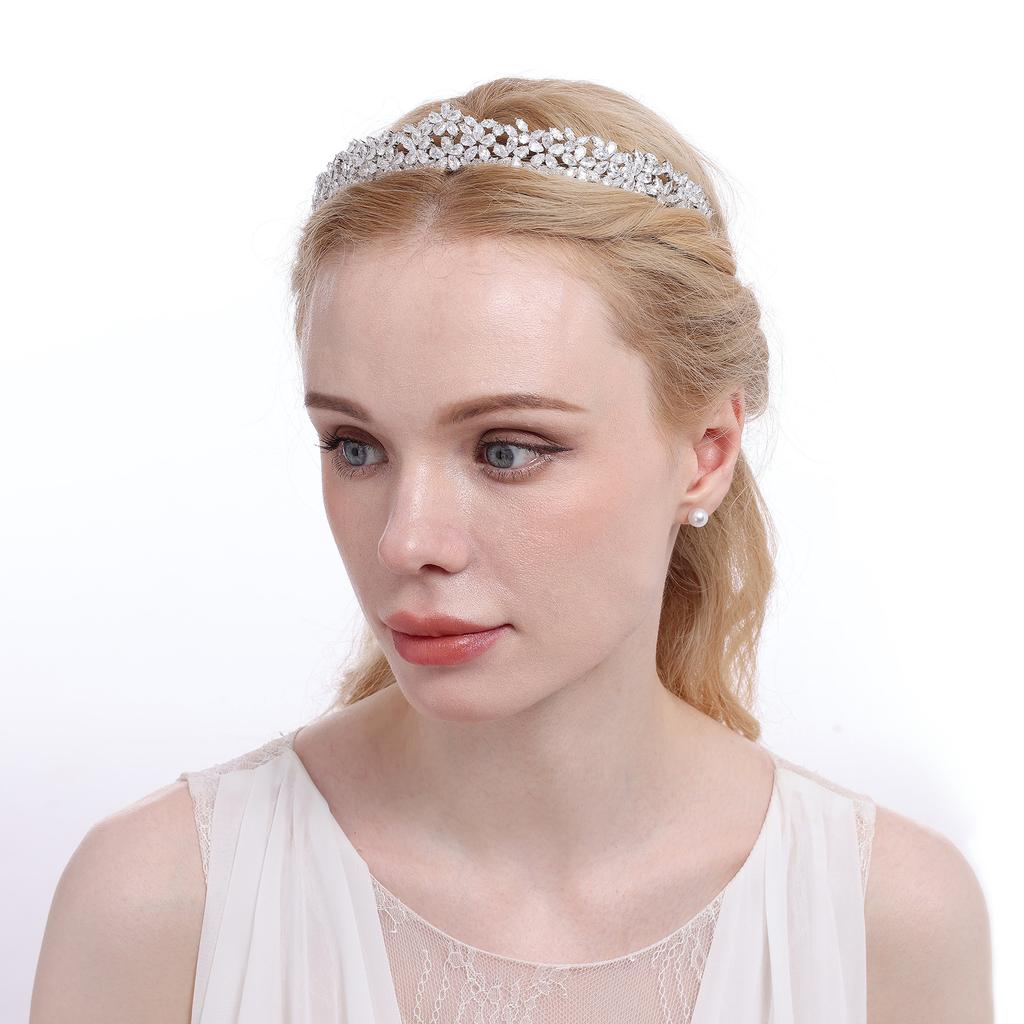 European and American Korean Style Bridal Hair Accessories Princess Crown Wedding Tiara Zircon Crown