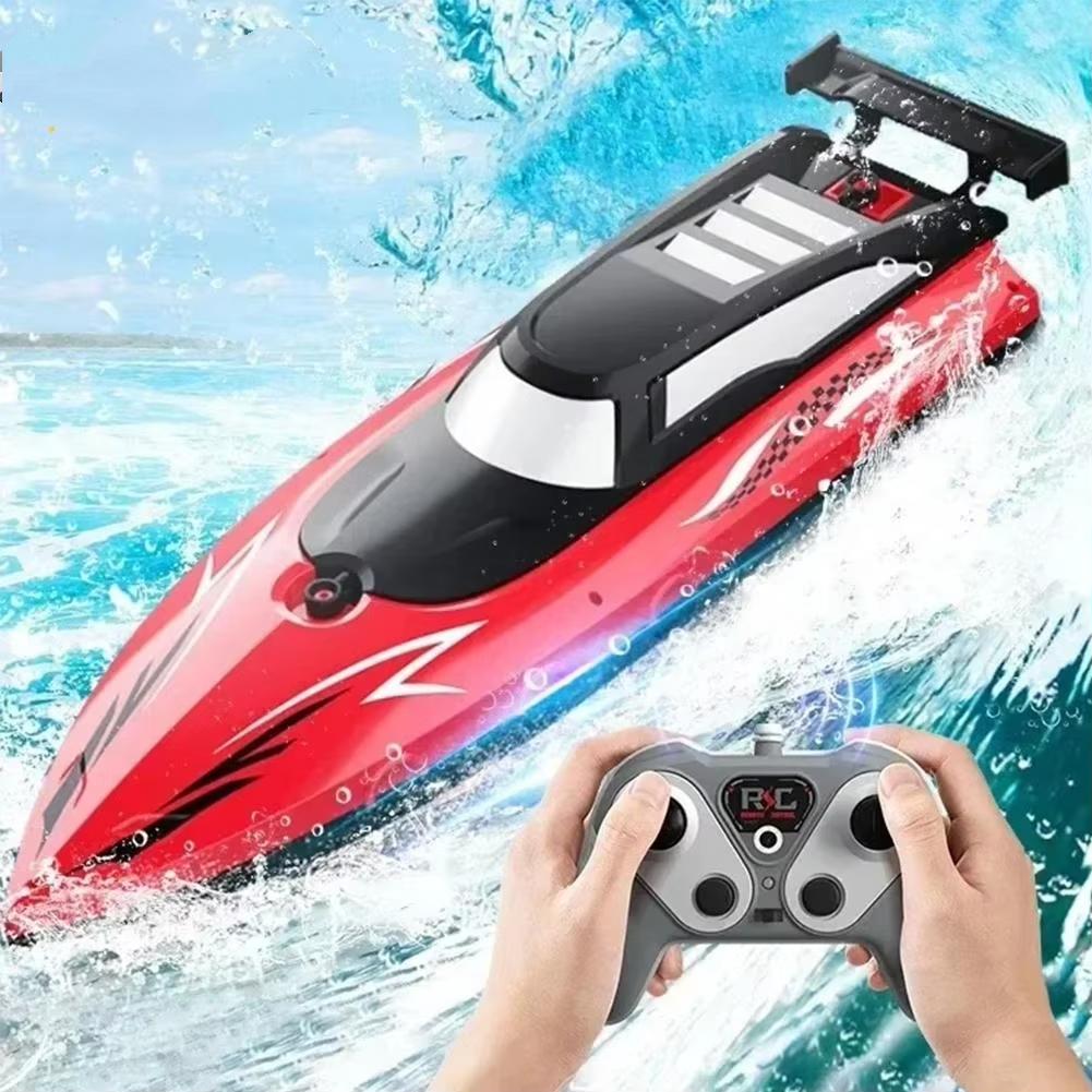 Non-Toxic 2.4G Rc Boat Kid Toy Remote Control Boat Double Motor Speedboat Simulation Double Sculls Yacht Toys For Children'S Day Gift