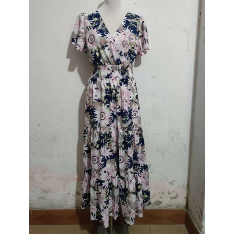 Dámské krátké rukávy, sváteční, temperamentní, pas, zeštíhlující, swingové šaty