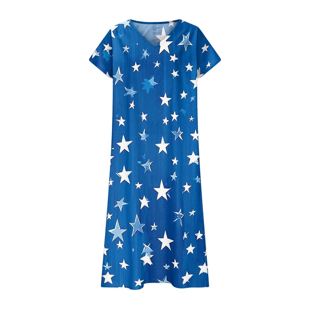 Summer Dresses for Women 2026 Midi Dresses for Women with Star Print Casual Dresses for Women Graduation Dress
