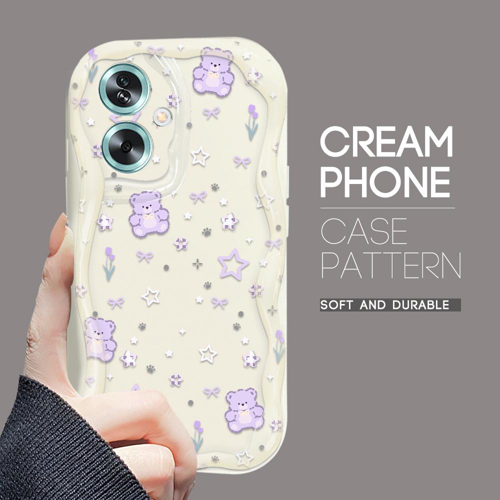 Cute Cartoon Pattern Cream Texture Casing Wavy Edge Soft Silicone Cover Phone Case for OPPO Reno Realme