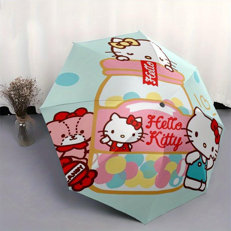 Hello Kitty Candy Bottle Design Automatic Opening and Closing Umbrella, Lightweight 3-Fold, With Cute Cartoon Characters, Suitable for Home, Outdoor a
