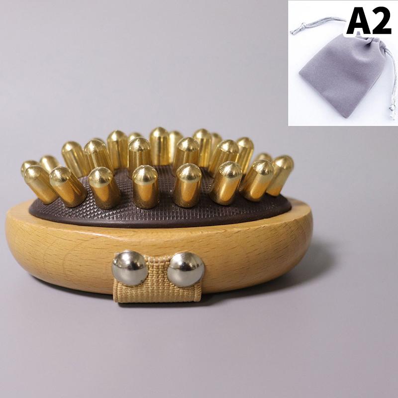 Body Meridians Massage Comb Head Brass Copper Sandalwood Point Massage Meridians Guasha Scalp Massage Brush Relax Massager Tool
