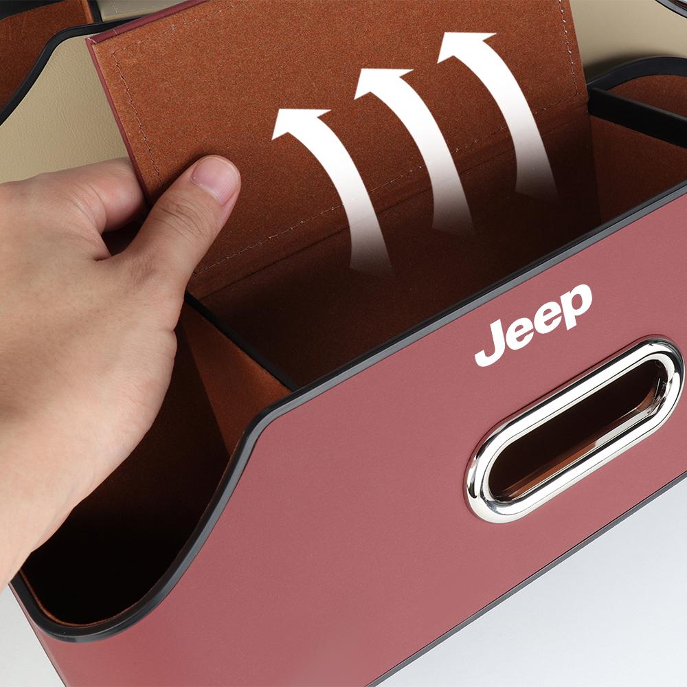 PU LeatherCar Seat Back Storage Box Tissue Box Water Cup Mobile Phone Holder For Jeep Renegade Patriot Wrangler Cherokee Compass AKN1