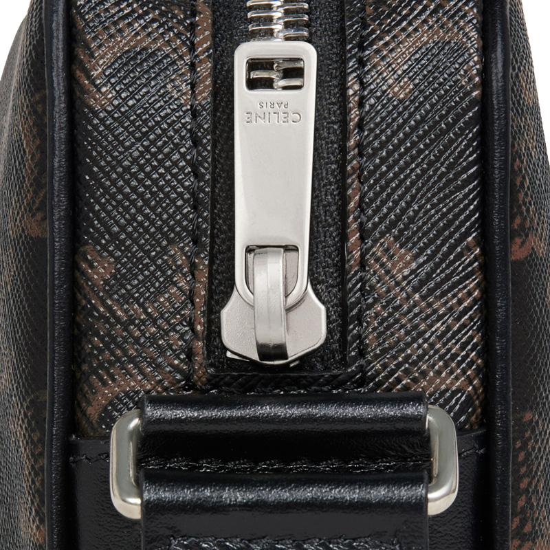 Celine Triomphe Monogram Reißverschluss Kamera Tasche Herren Umhängetasche Schwarz 197202DND-38OS
