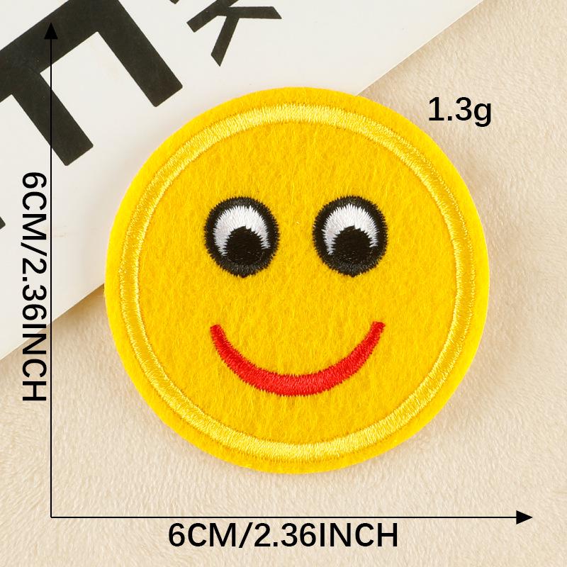 Patch Bordado de Rosto Sorridente de Desenho Animado para Chapéus, Bolsas e Roupas