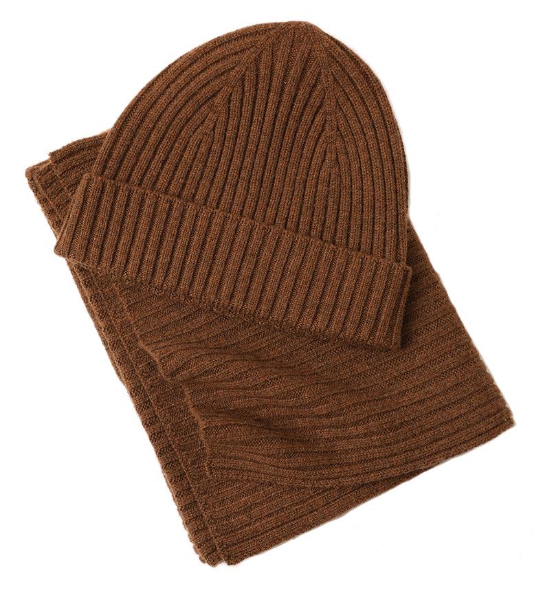 Autumn and winter new wool knitted hat wool scarf men's and women's warm versatile wool ear hat set