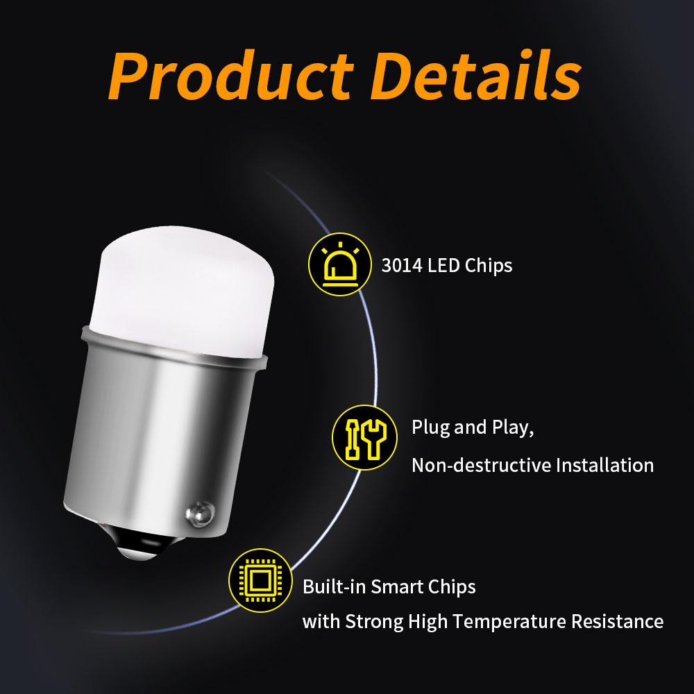 P21/5W BAY15D 1157 P21W BA15S 1156 LED Bulb 12V 3014 9SMD 6500K White Amber Car Brake Parking Backup Turn Signal LightsTurn Signal 2