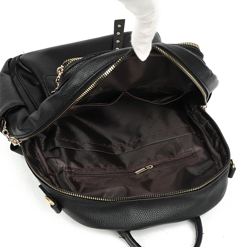 Vintage Backpack Women's Solid Color Backpack Large Capacity Schoolbag