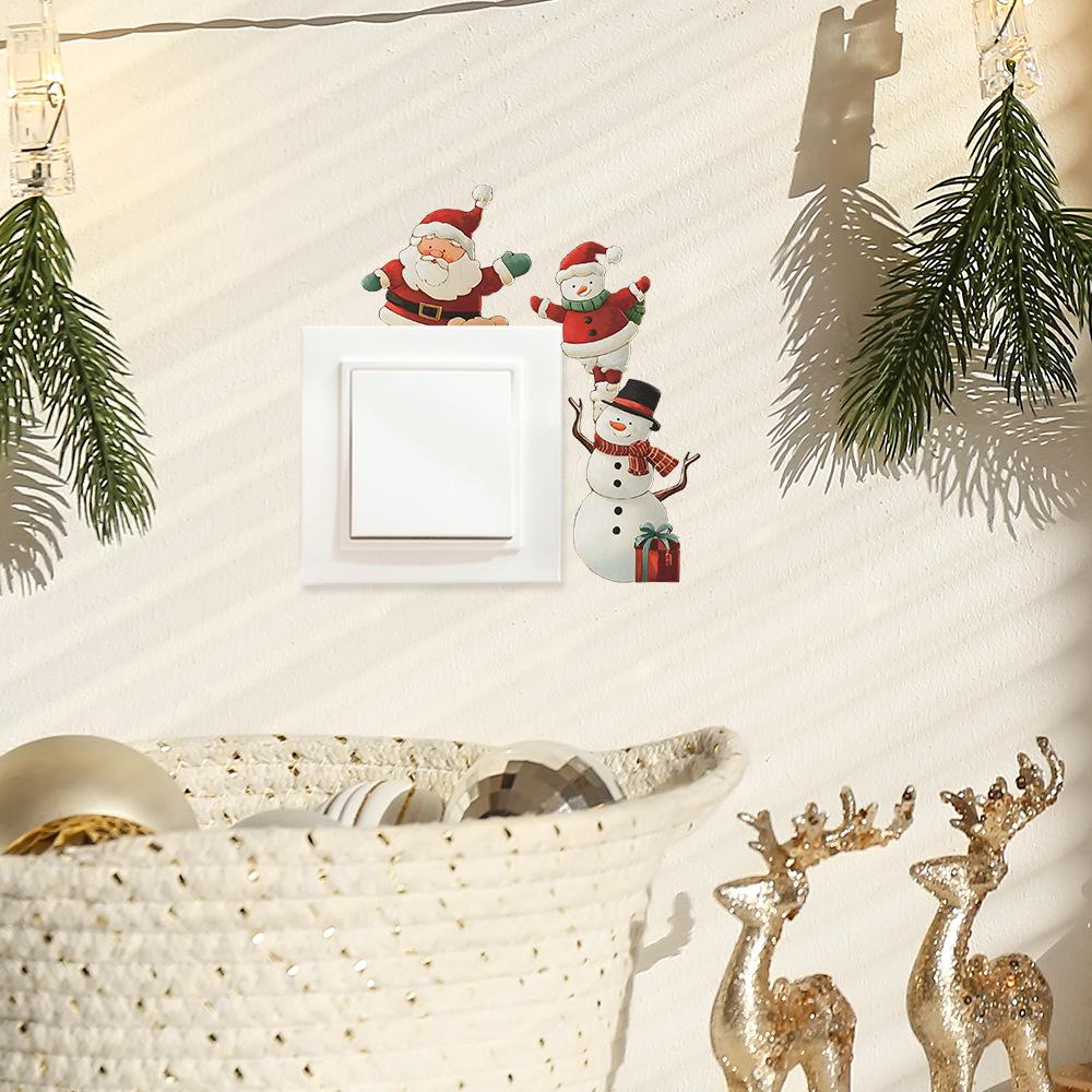 Lustiger Schneemann und Weihnachtsmann Wohnzimmer Eingang Verschönerung Schalter Wandaufkleber