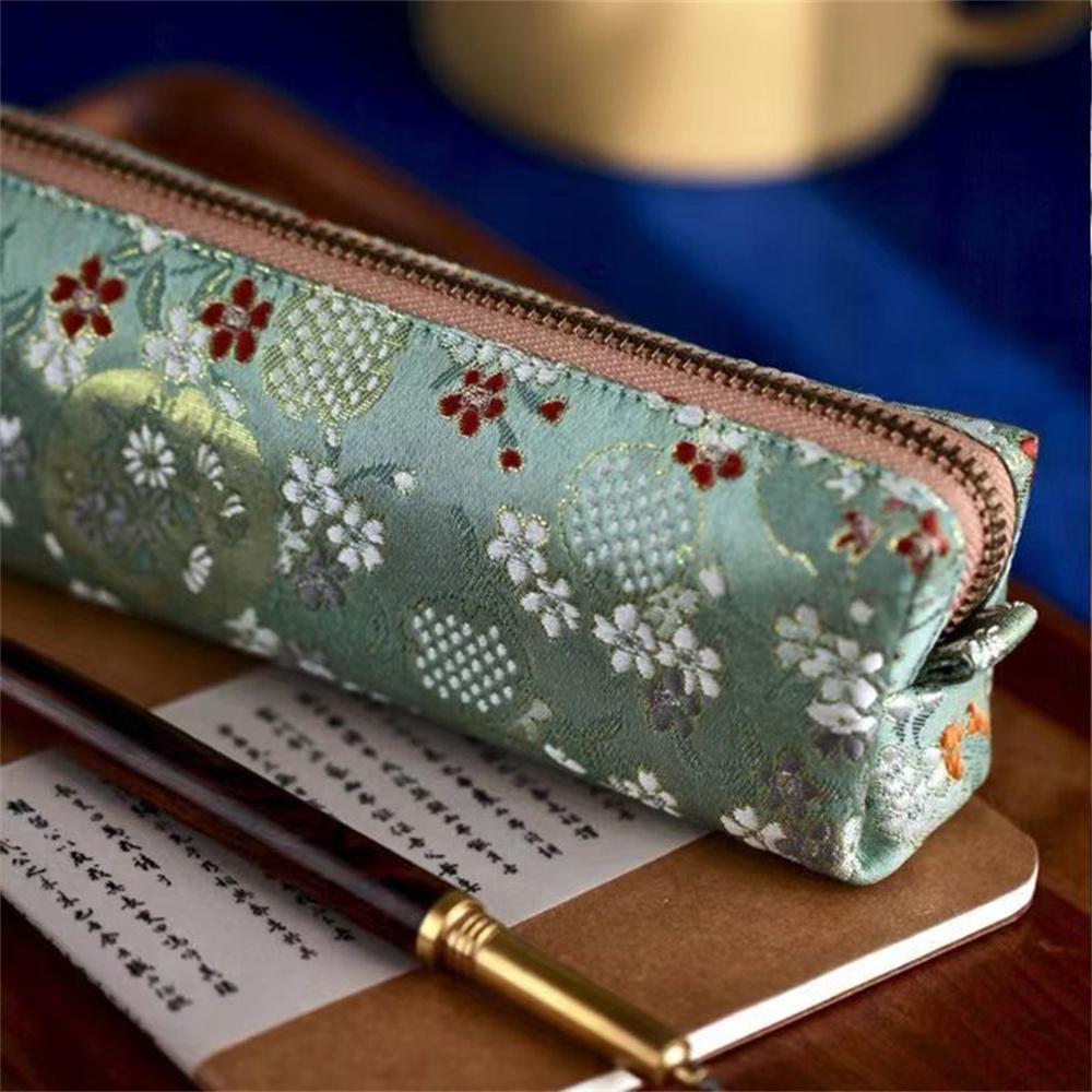 Embroidery Pen Box Simple Chinese Pen Holder Student Pencil Bag Large Capacity Cute Stationery Case For Classroom Stationery